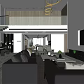 Modern Guest Restaurant Pick Empty Villa Guest Restaurant Sofa Coffee Table Dining Table and Chair Combination 3d model