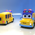 Cartoon Yellow School Bus Functional Vehicle Toys With Big Eyes Red And Blue Lights 007