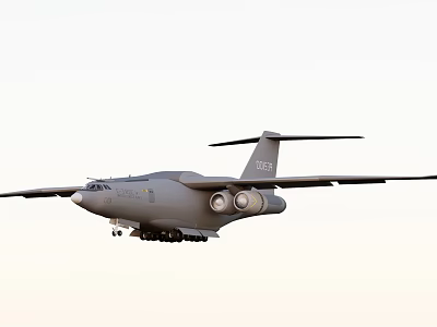 Military Fighter Jet With Gray Airframe Twin Engines Extended Landing Gear Flying In Light Sky 3d model
