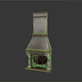 Vintage Fireplace Furniture Design With Metal Chimney And Wooden Decorative Details