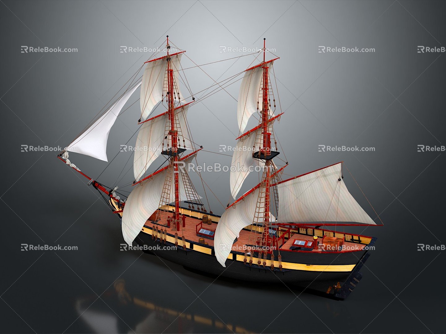 Retro sailing ship ancient ship ancient warship large ancient ship ancient warship 3d model