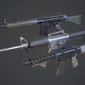 Tactical Military Style Rifles Featuring Different Designs Barrels Magazines And Stocks