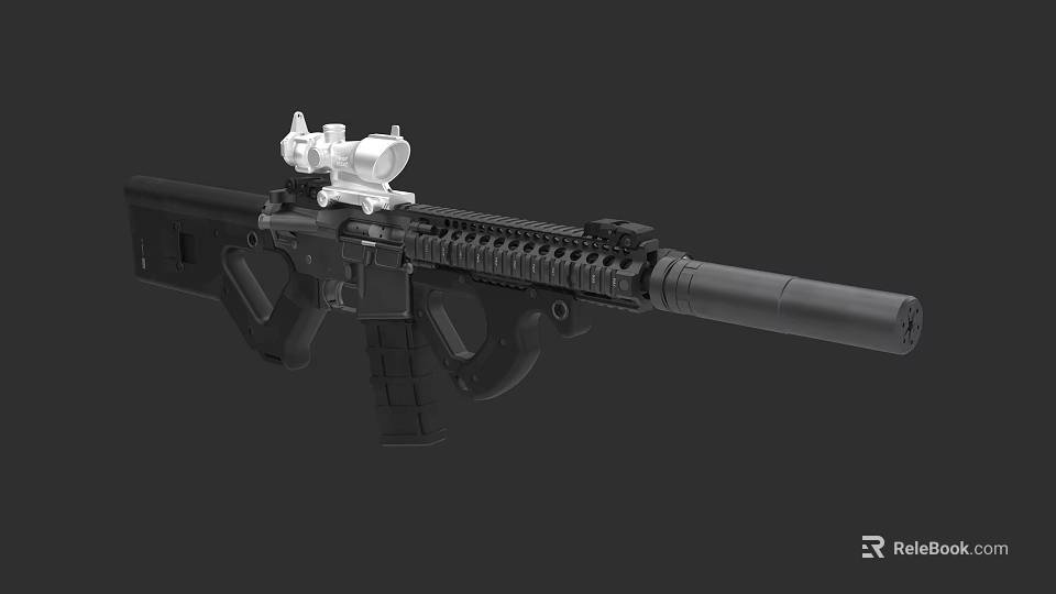 Modern Tactical Rifle Design With Scope Barrel Handguard And Ergonomic Grip 3d model 
