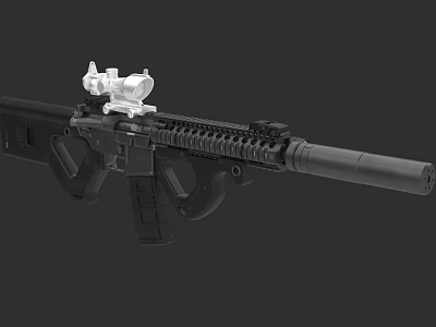 Modern Tactical Rifle Design With Scope Barrel Handguard And Ergonomic Grip 3d model