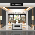 Elegant ClorisLand Exhibition Booth With Skincare Product Display Counter And Shelves Lighting