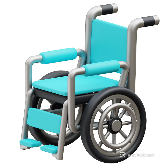 Medical Equipment Lightweight Wheelchair With Blue Seat Gray Frame And Comfortable Armrests 3d model 