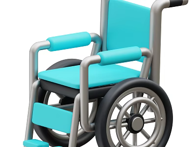 Medical Equipment Lightweight Wheelchair With Blue Seat Gray Frame And Comfortable Armrests 3d model