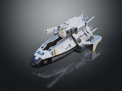 Futuristic Airliner with Streamlined White Body Blue Yellow Accents Aerodynamic Wings and Advanced Structural Details 3d model