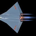 Gray Fighter Jet With Red Emblems And Jet Engines Emitting Flames And Blue Trails 3d model