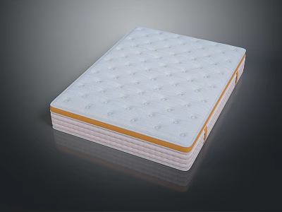 Comfortable Mattress With White Surface Ventilation Holes Orange Edges And Layered Design 3d model
