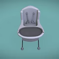 Light Colored Kids High Chair With Tray And Metal Frame Simple Design