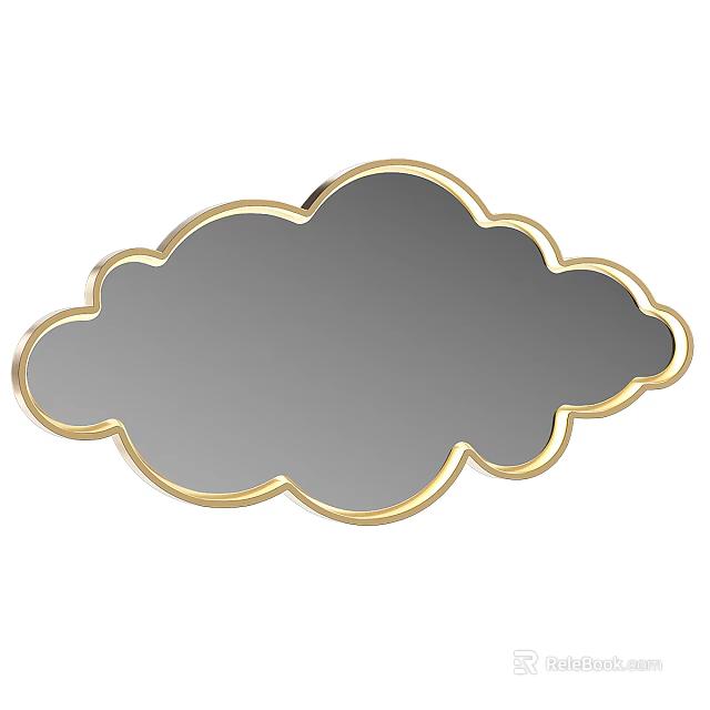 Elegant Cloud Shaped Mirror With Gold Metal Frame For Home Decor 3d model
