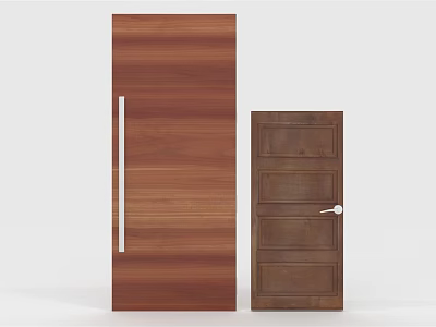 Modern Brown Wooden Hinged Door Styles With Simple And Paneled Designs For Home 3d model