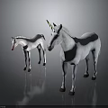 White Unicorn Figures Featuring Adult And Baby Size On Gray Background With Reflection