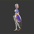 Game Anime Fantasy Character With Pink Hair Golden Headdress And Colorful Skirt Tassels