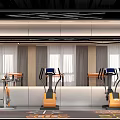 Fitness Gym Interior With Treadmills Exercise Mats Area Never Stop Wall And Modern Lighting Design