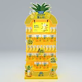 Pineapple Shaped Yellow Display Shelf With Multiple Layers Bottled Products And Promotion Labels 3d model