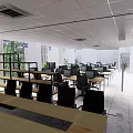 Modern Public Office Space With Open Layout Desks Computers And Office Chairs