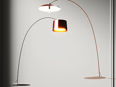 Modern Arched Floor Lamp With Metal Shade And Illuminated Warm Light 3d model