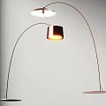 Modern Arched Floor Lamp With Metal Shade And Illuminated Warm Light