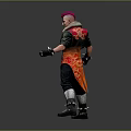Pink Haired Character In Leather Jacket With Red Sash And Combat Stance