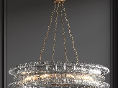 Luxurious Multi Tiered Crystal Chandelier With Golden Chains And Illuminated Design 3d model