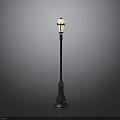 Traditional Street Lamp Design With Classic Metal Pole And Illuminated Light