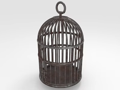 Vintage Metal Birdcage Decorative Ornament Set with Hanging Design for Home Decor 3d model