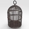 Vintage Metal Birdcage Decorative Ornament Set with Hanging Design for Home Decor