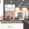 Bright Modern Dessert Shop Interior With Pastry Display Cases And White Counter