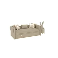 Modern Beige Sofa Bed With Soft Fabric Pillows And Underbed Storage Drawers 3d model
