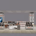 Mall Counter Retail Display With Shelves And Various Accessories Showcase Design