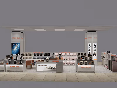 Mall Counter Retail Display With Shelves And Various Accessories Showcase Design 3d model