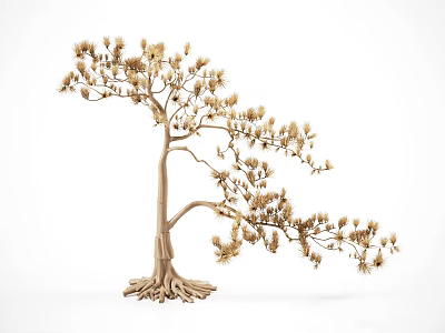 Golden Tree Shaped Decorative Ornament Set for Home Interior with Intricate Branches and Roots 3d model