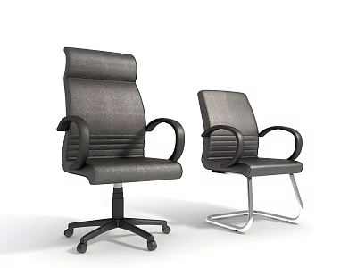 Comfortable Office Chairs With Adjustable Backrests Armrests And Different Base Designs 3d model
