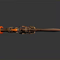 Fantasy Style Sword With Orange And Black Flame Pattern And Ornate Hilt 3d model