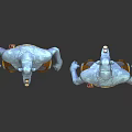 Rhinoceros Humanoid Character Front Back Views With Blue Purple Skin Work Pants Tool Belt