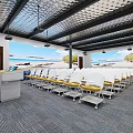 School Modern Classroom With White Yellow Seats Large Screen And Wall Art