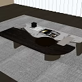 Modern Coffee Table With Black Wood Glass Top Gold Metal Legs Decorative Bowl And Magazines