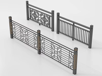 Metal Railings With Intricate Patterns And Geometric Designs For Various Structures 3d model