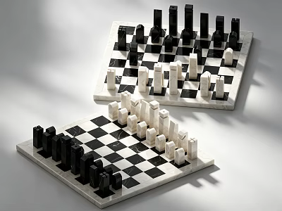 Chess Board Game Entertainment With Black And White Pieces On Classic Chessboard 3d model