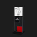Modern Display Shelf With Billboard Brand Logo Red Panel And Black Frame 3d model
