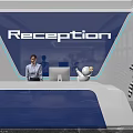 Modern Reception Backdrop Design With Blue Panel And Neon Light Accents 3d model