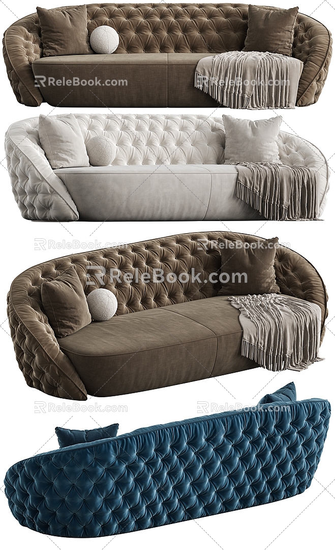 modern double sofa sofa 3d model