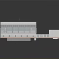 Modern Industrial Building With Flat Roof And Large Glass Windows Attached Structure