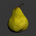 Fresh Ripe Yellow Pear With Brown Spots And Stem On Dark Background