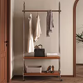 Modern Clothes Rack with Hanging Dresses Scarf and Storage Shelf for Handbag Books Shoes