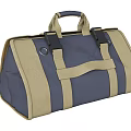 Blue And Beige Canvas Duffel Bag With Handles And Strap Design