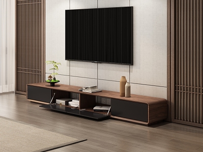 Style bedroom solid wood furniture TV cabinet with complete lighting model