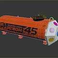 Orange Cylindrical PETMON 45 Tank With Black Top And White Hexagonal Sides